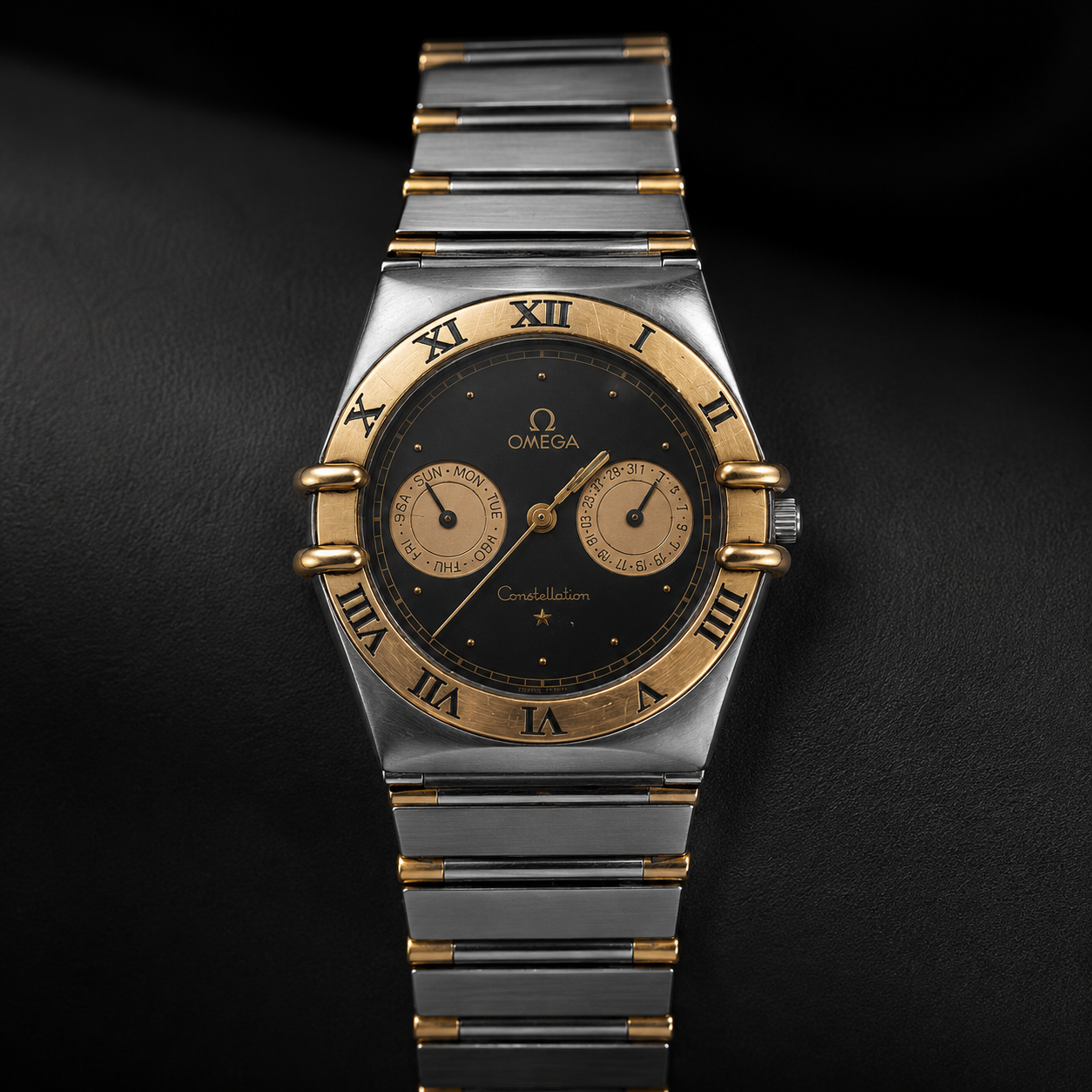Omega Constellation de 36 mm bicolor con esfera negra