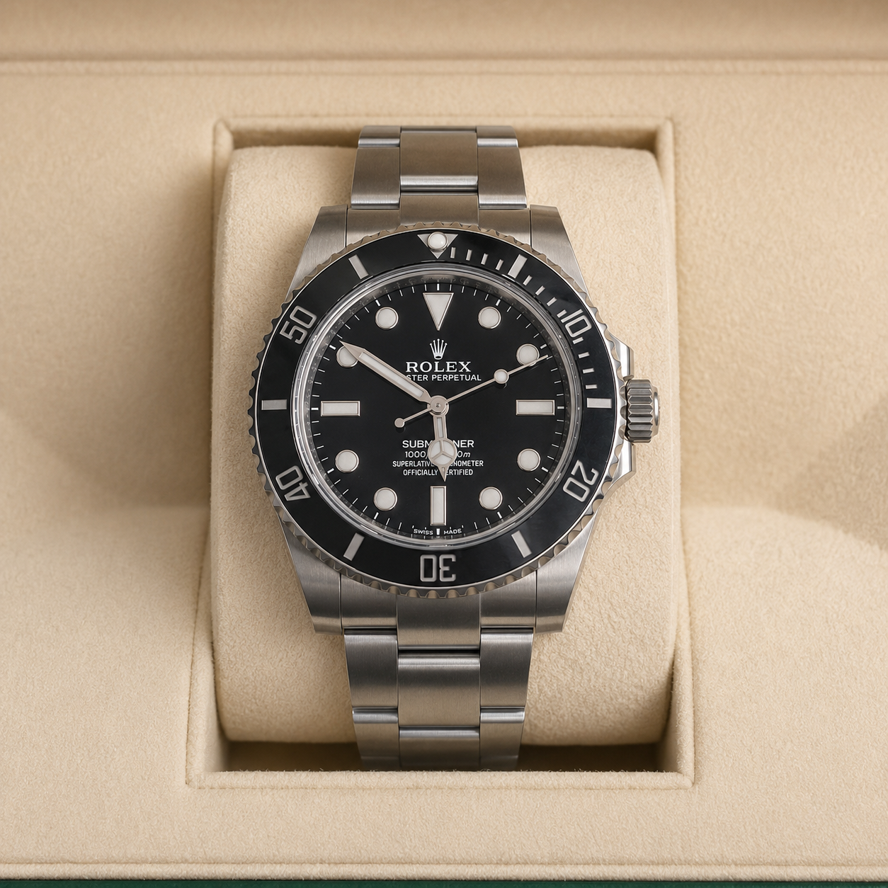 Rolex Oyster Perpetual Submariner de 41 mm con esfera negra en su caja
